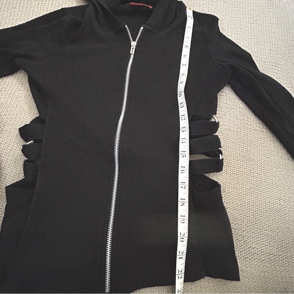 Vintage Y2K Tripp NYC Black Royal Bones Cut Out Zip Up Hoodie - Picture 11 of 15